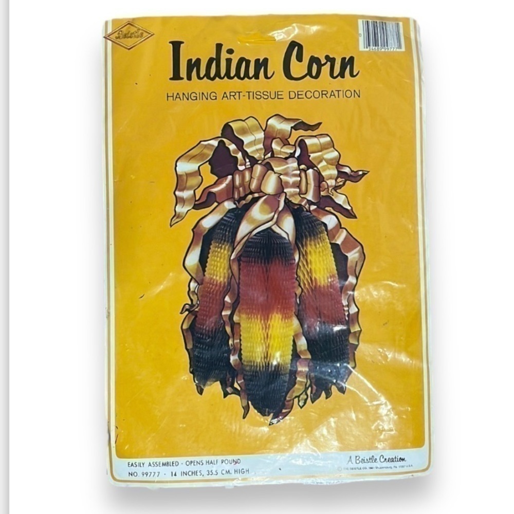 Vintage Fall Thanksgiving Indian Corn Tissue Decoration 14 Inches Paper Beistle